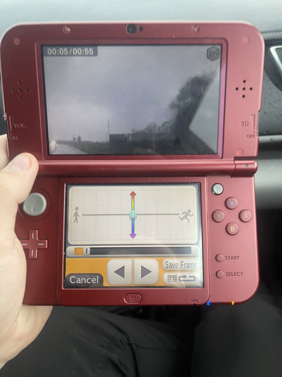 I believe I have become the first storm chaser to film a tornado on a Nintendo 3DS 
This was one of the tornadoes near Bay Springs, Mississippi.