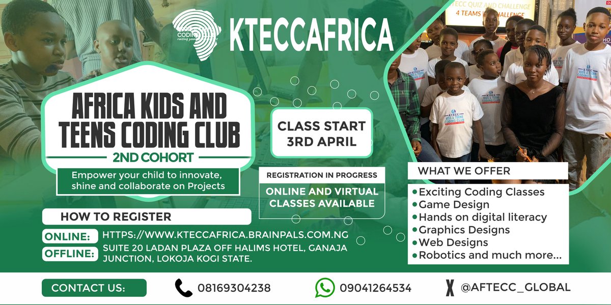 brainpalscode's tweet image. It's been almost three years of raising younger innovators, empowering them with essential skills & getting them to see that the future is bright with kids and teens Coding Club Africa ( Kteccafrica)
#brainpalscode #kteccafrica
