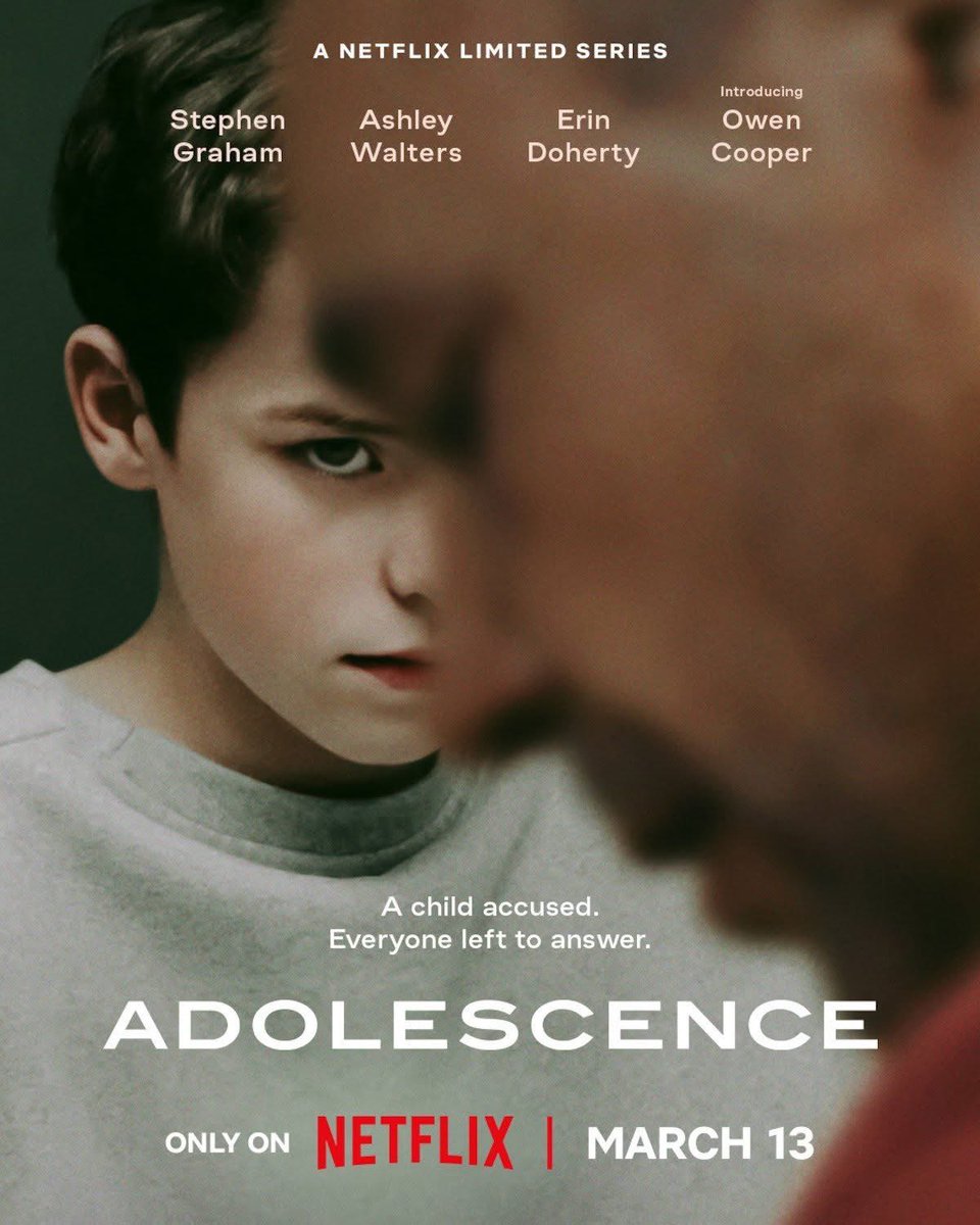 If anyone hasn’t watched this, do. It’s uncompromising and uncomfortable but essential. Technically superb. And the cast are all brilliant. #Adolescence