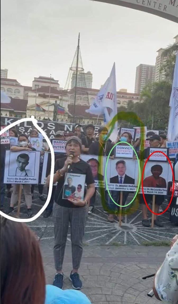 THE CPP/NPA GROUP MAKABAYAN BLOC HAS GONE DERANGED.

1. The one encircled in white is Dr. Dreyfus Perals. He was killed in March 2017 in Lanao del Norte. The assailant,  Mohammad Nabel Langi Banding, was captured in January 2022. Not an EJK. Nothing to do with Duterte.