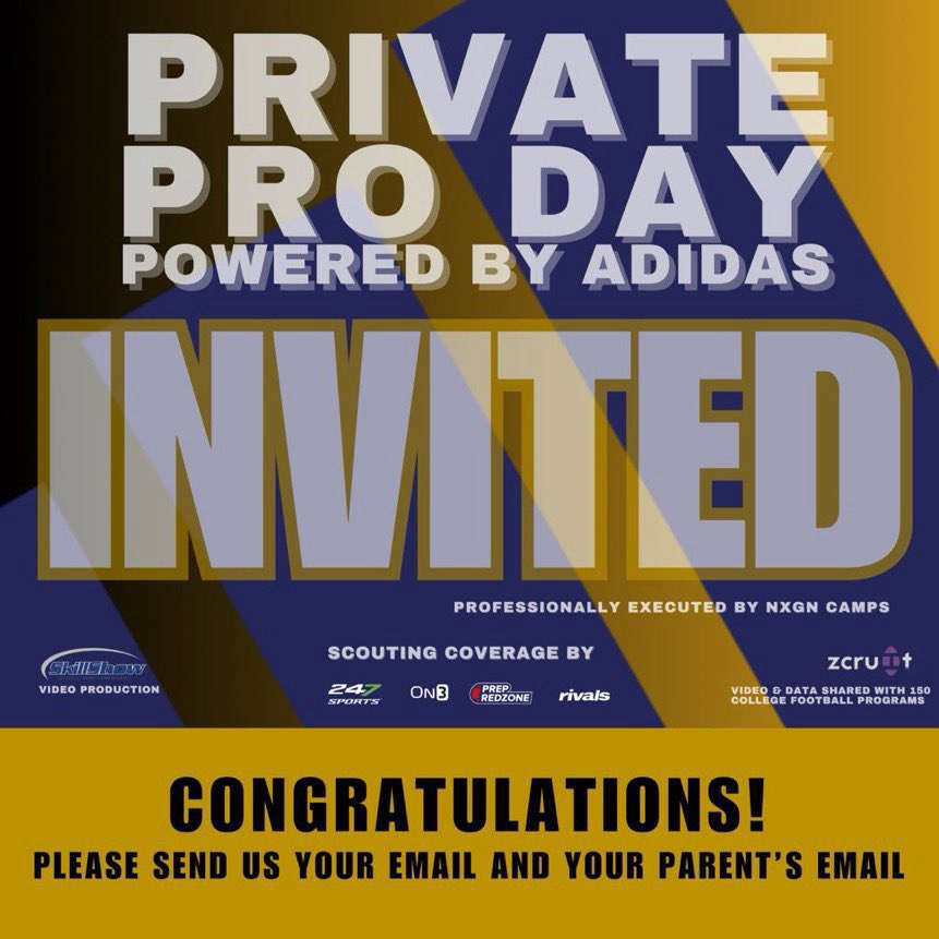 Glad to say i got invited for tomorrow “PRIVATE PRO DAY” camp 🔥