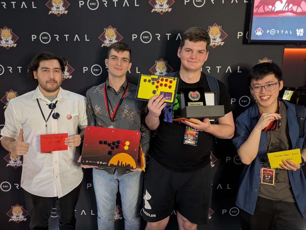 PIKA (@pika_oce) on Twitter photo Congratulations to the top 4 for Guilty Gear Strive at The Wild West 2025! start.gg/tww2025
π₯ <a href="/BlitzkrieGJT/">BlitzkrieG</a> (centre right)
π₯ <a href="/Beedozer3/">Beedozer</a> (centre left)
π₯ <a href="/JokerMainOW/">JokerMain</a> (far right)
π <a href="/Ker_FGC/">JDW | Ker</a> (far left)
Thanks to <a href="/escapeportalgl/">Escape Portal</a>, <a href="/WaifuSticks/">β¨ W S T X β¨</a> & <a href="/cqb_arcade/">CQB Arcade</a> Congratulations to the top 4 for Guilty Gear Strive at The Wild West 2025! start.gg/tww2025
π₯ <a href="/BlitzkrieGJT/">BlitzkrieG</a> (centre right)
π₯ <a href="/Beedozer3/">Beedozer</a> (centre left)
π₯ <a href="/JokerMainOW/">JokerMain</a> (far right)
π <a href="/Ker_FGC/">JDW | Ker</a> (far left)
Thanks to <a href="/escapeportalgl/">Escape Portal</a>, <a href="/WaifuSticks/">β¨ W S T X β¨</a> & <a href="/cqb_arcade/">CQB Arcade</a>