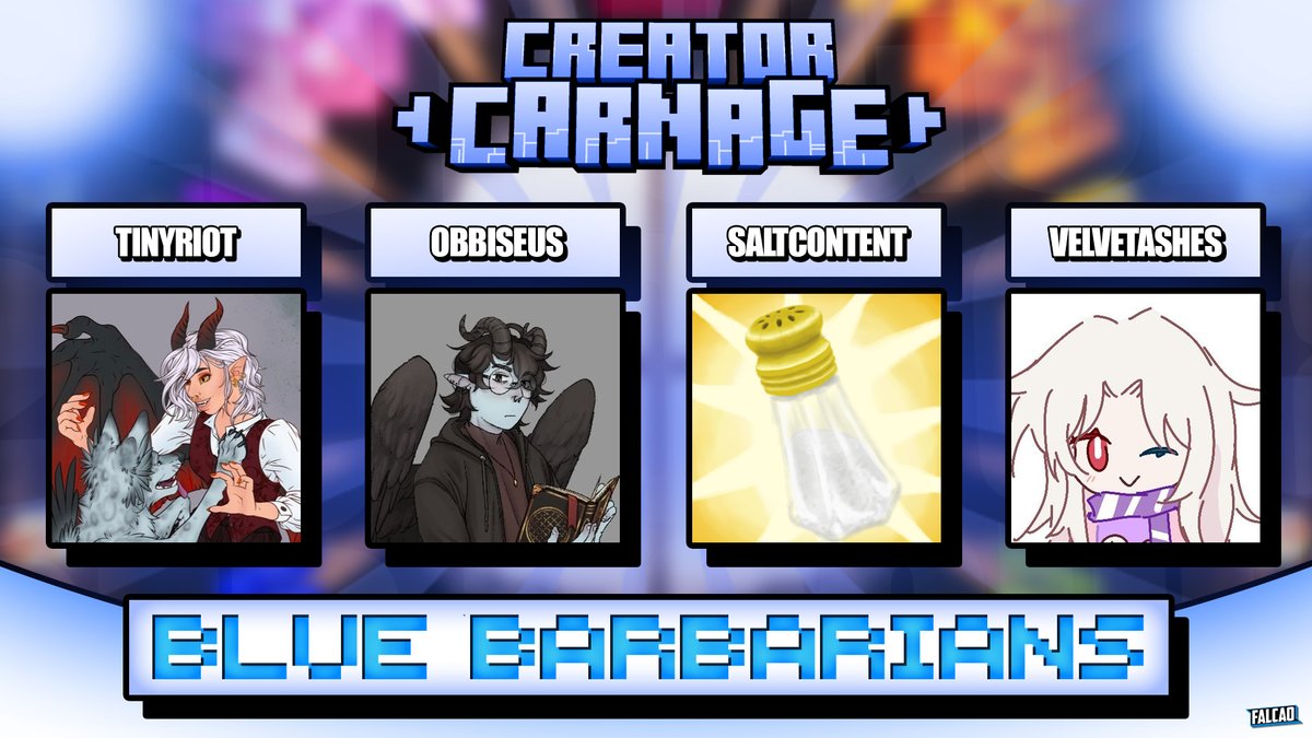 Creator Carnage (@creatorcarnage_) on Twitter photo Introducing the Blue Barbarians!
<a href="/TinyRiotx_/">TinyRiotx🎗️</a> <a href="/obbiseus/">logan obbiseus 🍉 ✧.°•</a> <a href="/SaltContent_/">Salt/Ethan :D</a> <a href="/VelvetAshes/">Velvet 🏳️⚧️</a>
Watch them create carnage on Sunday 23rd March at 4pm EST / 8pm GMT! Introducing the Blue Barbarians!
<a href="/TinyRiotx_/">TinyRiotx🎗️</a> <a href="/obbiseus/">logan obbiseus 🍉 ✧.°•</a> <a href="/SaltContent_/">Salt/Ethan :D</a> <a href="/VelvetAshes/">Velvet 🏳️⚧️</a>
Watch them create carnage on Sunday 23rd March at 4pm EST / 8pm GMT!