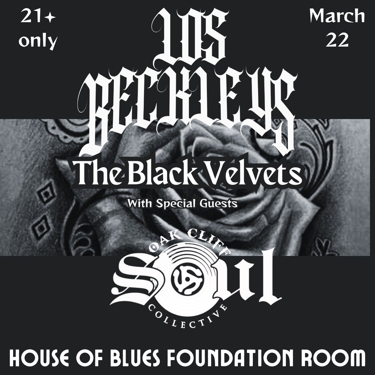 LosBeckleys's tweet image. 🚨Houston! House of Blues next weekend!! We’ll be playing alongside The Black Velvets and Oak Cliff Soul Collective are spinning an all vinyl set of Cumbias, Latin Funk, and Rock en Español! Gonna be a party pull up! 🪩