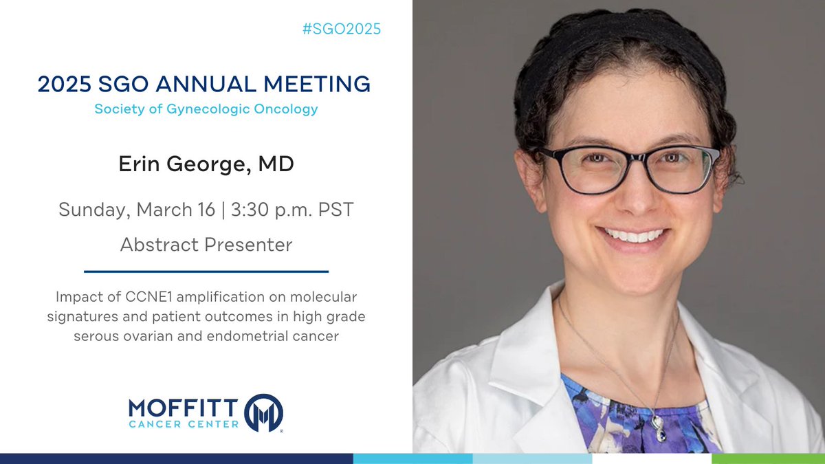 Moffitt Cancer Center (@moffittnews) on Twitter photo Tomorrow at #SGOMtg, join Moffitt's Erin George, MD (<a href="/ErinGeorgeMD/">Erin George</a>) as she explores the impact of CCNE1 gene changes on cancer behavior and patient outcomes in high-grade serous ovarian and endometrial cancer. Don't miss this important discussion on how genetic insights can guide Tomorrow at #SGOMtg, join Moffitt's Erin George, MD (<a href="/ErinGeorgeMD/">Erin George</a>) as she explores the impact of CCNE1 gene changes on cancer behavior and patient outcomes in high-grade serous ovarian and endometrial cancer. Don't miss this important discussion on how genetic insights can guide