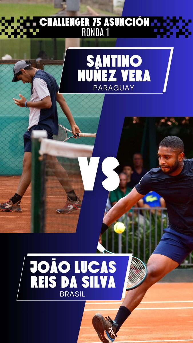 nextgen_tenis's tweet image. CHALLENGER 75 ASUNCIÓN🇵🇾
Los únicos tenistas paraguayos con ranking ATP debutarán en el cuadro principal del Paraguay Open:
D. VALLEJO🇵🇾 vs Taverna🇦🇷 (304°)
H. ESCURRA🇵🇾 vs Villanueva🇦🇷 (438°)
S. NUÑEZ🇵🇾 vs Reis Da Silva🇧🇷 (426°)