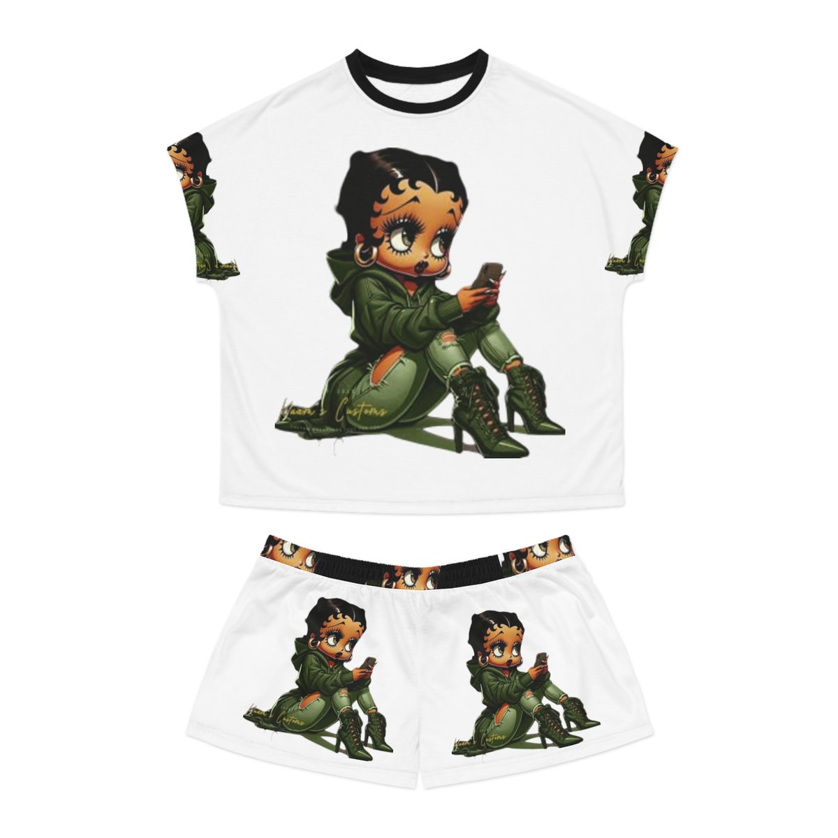 a_afrofuturism's tweet photo. Betty Boop Chillin 2-pc Pajama Set (comes in all sizes) Get yours for only $39.99!! How cute is this :-)  Avail on https://t.co/G1IrVLMSON and https://t.co/9hvHZnwn3Q !! https://t.co/DOkCDonAdA