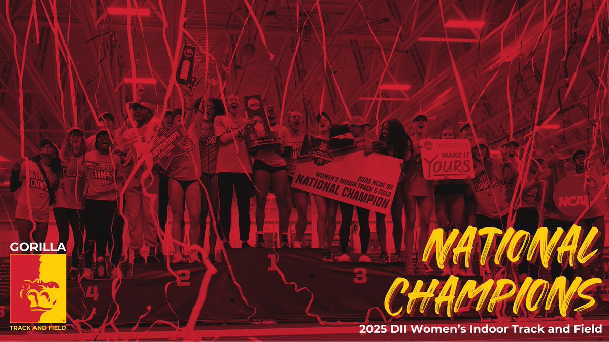 Pitt State Athletics ๐ฆ (@pittstgorillas) on Twitter photo ๐จNATIONAL CHAMPIONS๐จ
The Pitt State women claim the Division II Indoor Track and Field national championship Saturday in Indianapolis ๐ฆ๐ช
The Gorillas finish with 63 total team points.
<a href="/GorillasTrack/">Pitt State Track & Field</a>|<a href="/pittstate/">Pittsburg State</a> ๐จNATIONAL CHAMPIONS๐จ
The Pitt State women claim the Division II Indoor Track and Field national championship Saturday in Indianapolis ๐ฆ๐ช
The Gorillas finish with 63 total team points.
<a href="/GorillasTrack/">Pitt State Track & Field</a>|<a href="/pittstate/">Pittsburg State</a>