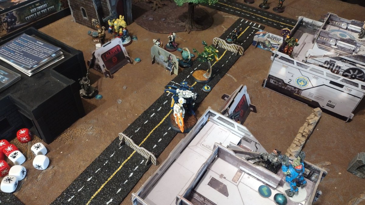 InhospitableGr1's tweet image. On a #Warcaster #tabletop #sciencefiction war #game , Marcher Worlds forces repel Iron Star Alliance forces to a devastating degree. The final score is 9 to 2.