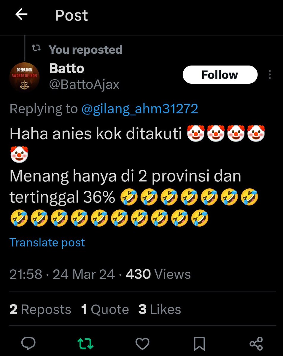 Memorysonk2024's tweet photo. @gedhanggg @BaksoPentol678 @silent_night21 @NenkMonica Anak wabah asbunnya paling tolol. Pantesan nganies nyungsep di pilpres. Lagian orang ngomong ngaco kerja bego aja dipuja2 HAHAAA.
Orang bego pasti kena batunya🥱
#Geblek
https://t.co/7IXXl1VUrn https://t.co/mEEAx21Fsw