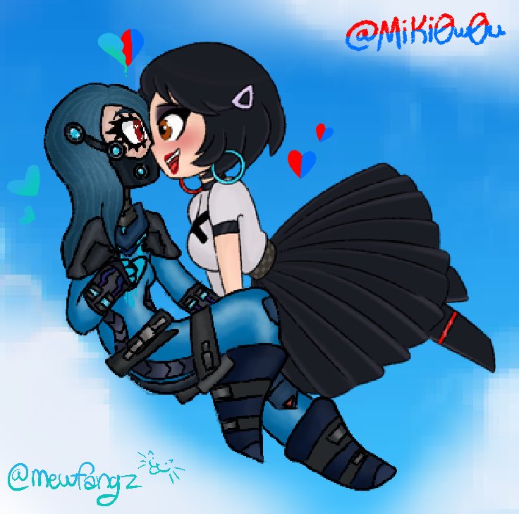 art collab me and <a href="/mewfangz/">🕸️ Vi 🕸️</a> did a long time ago, i drew evie and she drew slurpentine :3