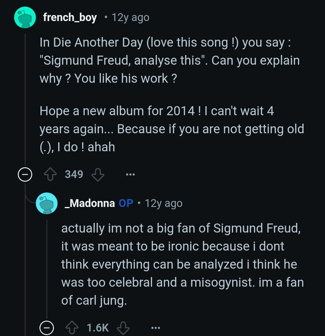 Madonna being a Jungian makes a lot of sense
