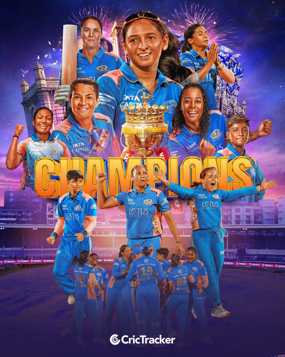 ThakurPrateet's tweet photo. 👑 𝙌𝙐𝙀𝙀𝙉𝙎 𝙤𝙛 2025! 👑

The Mumbai Indians triumph once again, securing their second WPL title by defeating the Delhi Capitals in the 2025 Women’s Premier League final and claiming the prestigious trophy.
#WPLFinal #WPLonJioStar #WPLChampions #WPLFinals #WPL2025Final https://t.co/VNcnVOiMMT