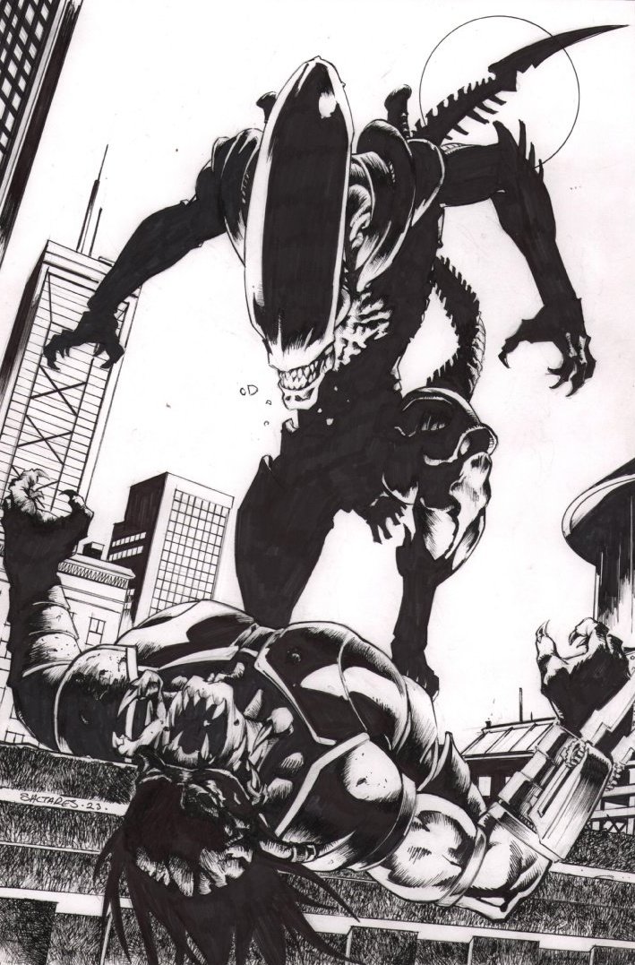 "Aliens vs. Predator" by Javier Saltares.