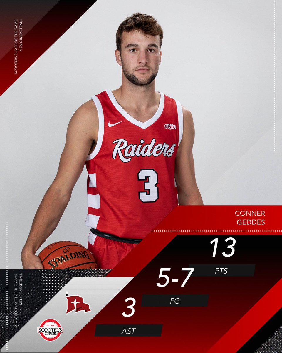 A spark off the bench! Conner Geddes is your <a href="/scooterscoffee/">Scooter's Coffee</a> Player of the Game!

#RaidersStandOut