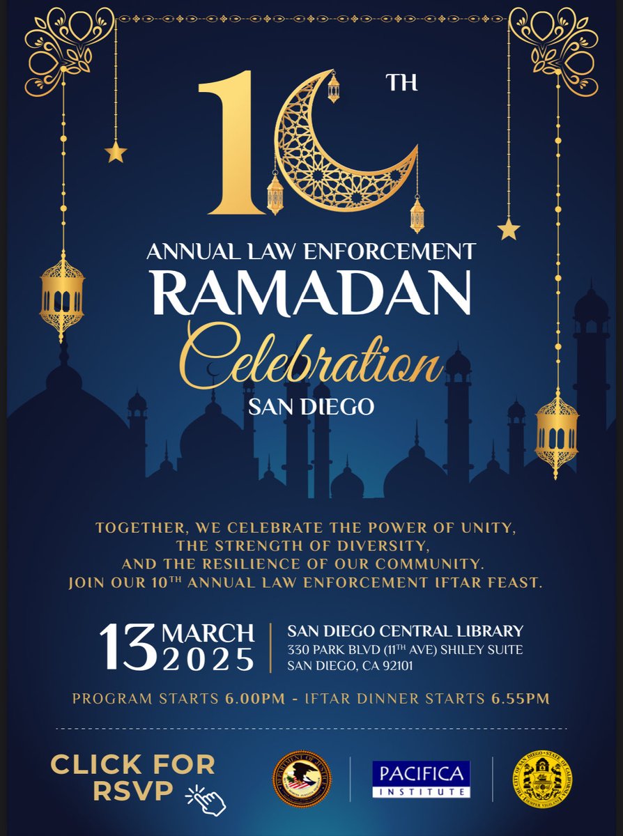 The San Diego Law Enforcement Iftar Dinner brought together local leaders and law enforcement members to foster unity and understanding. The evening featured reflections on Ramadan, inspiring speeches, and a soulful Sufi music performance. #Ramadan  #SanDiego