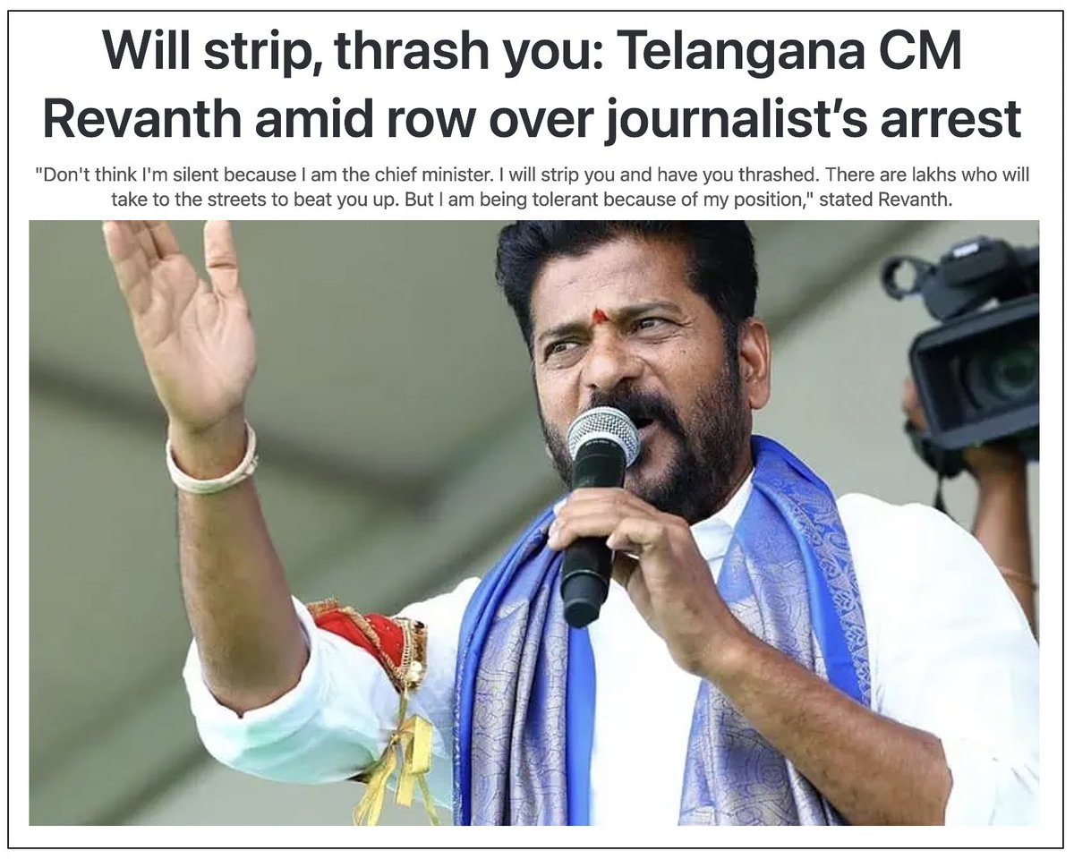 ARanganathan72's tweet photo. "Will strip you, parade you in public, beat you up."

Shocking statements from a sitting Congress Chief Minister even as police under him arrests two journalists. Where is the Supreme court; where are all those who claim they stand for press freedom and speak truth to power? https://t.co/BOpMJJG1oV