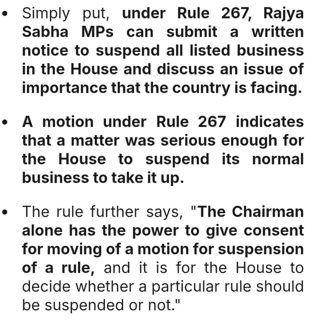 _upsc_focus's tweet photo. A brief information about Rule No 267
#PT #Rule267 #RajyaSabha #Polity #upscprelims2025 https://t.co/WBbHaL4S78