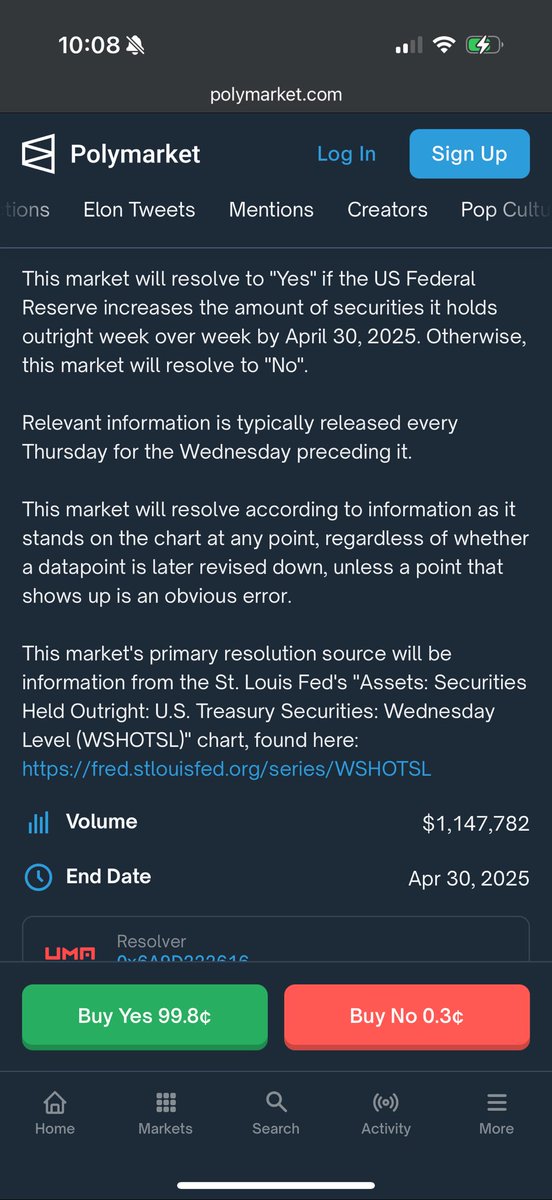 maximbroadcast's tweet photo. @ColinTCrypto That polymarket isn’t nesesarily intuitive. Their defition of QE is pretty inclusive IMHO. https://t.co/ga7gJyP21d