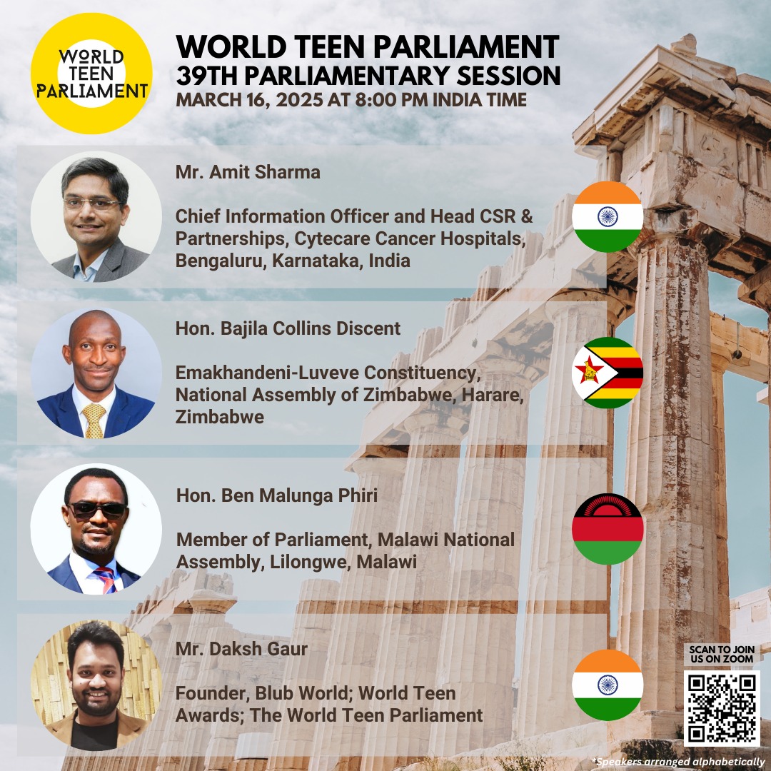 I have accepted an invitation to jointly address the World Teen Parliament this afternoon. I wish to utilize this opportunity to reflect on the actions I would have taken if my teenage years had coincided with the technological advancements we enjoy today.
