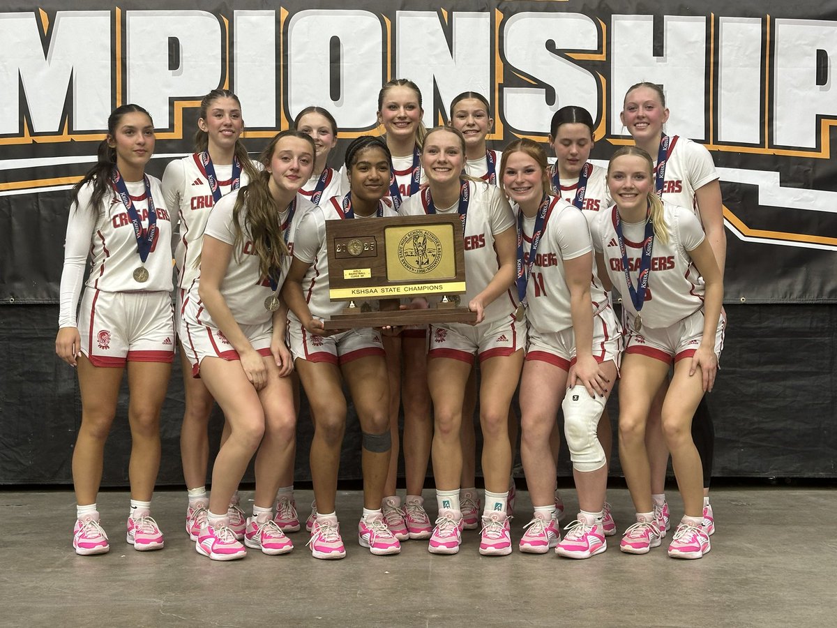 NoahSaccoTV's tweet photo. Brittan Zeka (@BrittanZeka) shares the trophy and celebration w/ Crusader Nation

Historic scenes in Salina. What a victory. What a team. What a journey.

@WellingtonActiv | @KSHSAA | #kspreps https://t.co/TVXzaKpNIT