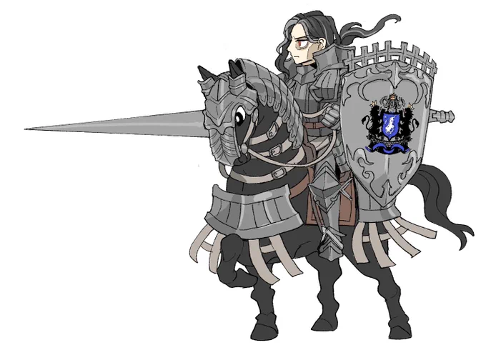 ルノーさんも一回描き直してるので供養しときますね...(こっちの方がバランスいいけどキャバリエールのポーズもさせてみたかった) 