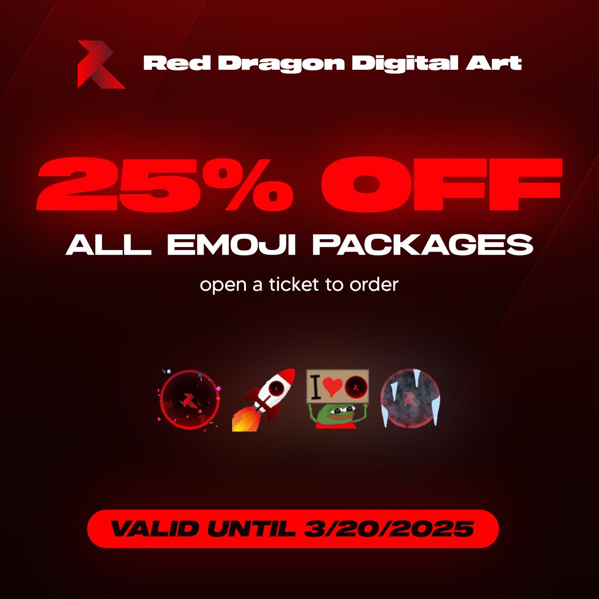 25% off all emoji packages until 3/30! 

Join now to order! - discord.gg/WfTHHzUkXK