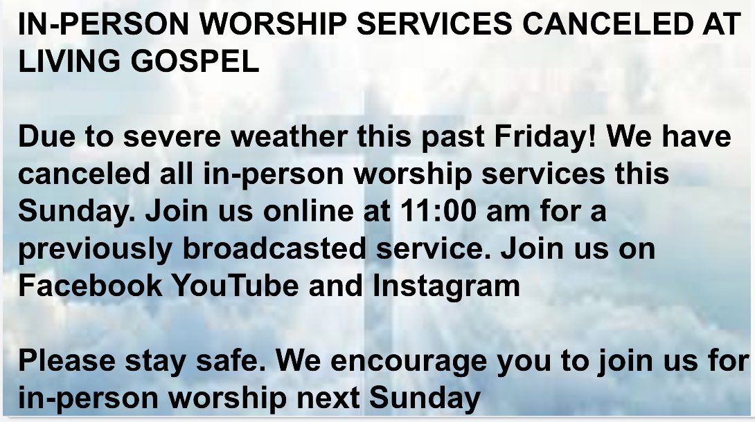 LGCogic's tweet photo. Important information for tomorrow’s service please read and we will see you virtually tomorrow at 11 AM https://t.co/mHDj5viM9Z