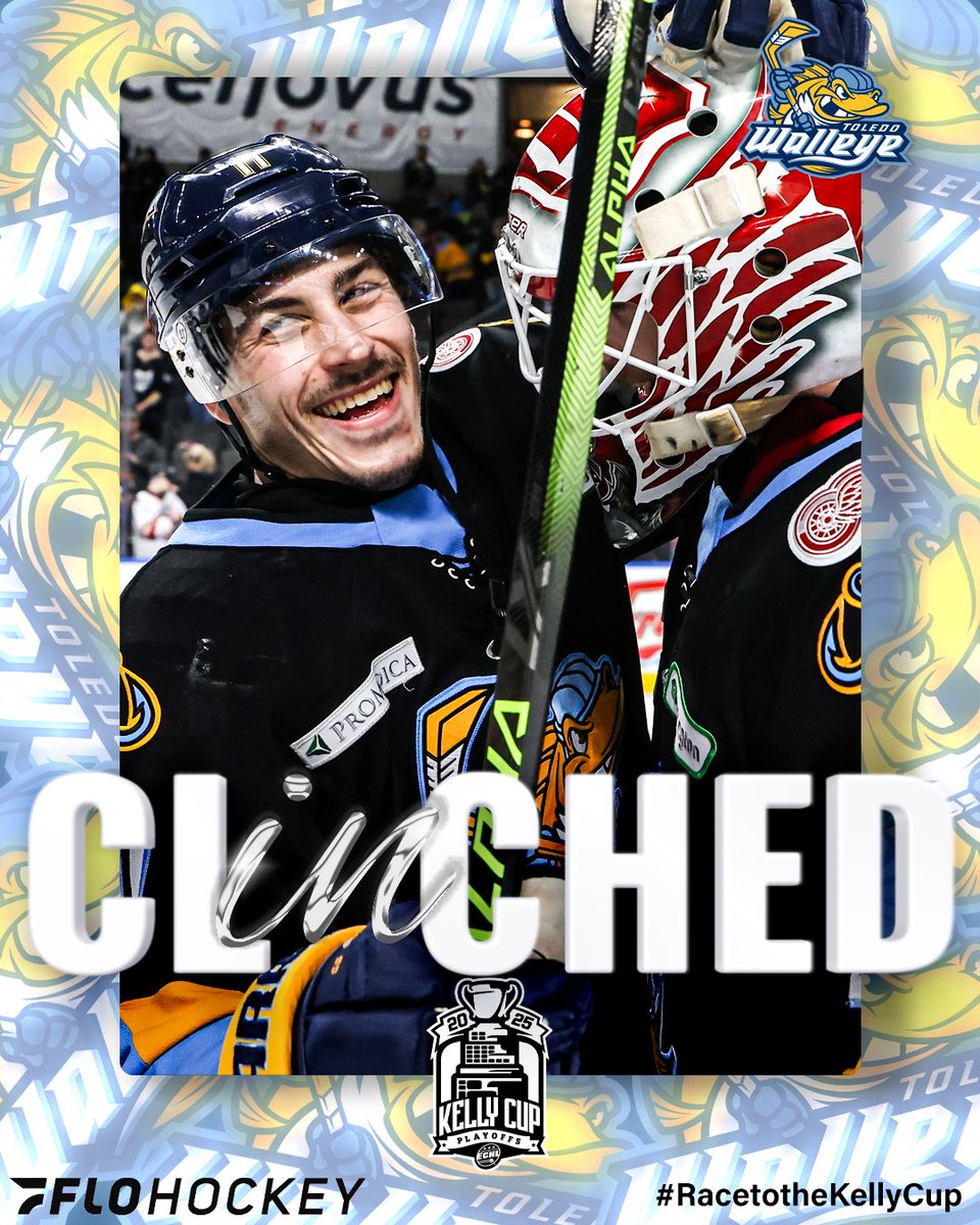 They’re in… the <a href="/ToledoWalleye/">Toledo Walleye</a> have officially clinched their spot in the 2025 Kelly Cup Playoffs! 🎣🏆#RacetotheKellyCup