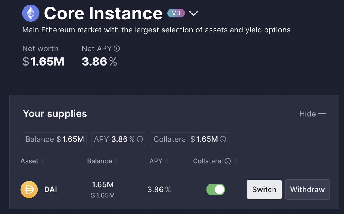 Kelsier Ventures pulling in a smooth $63K per year without lifting a  finger. The profit from $LIBRA was: • Bridged to Ethereum • Deposited on  Aave (in DAI) • Used to earn