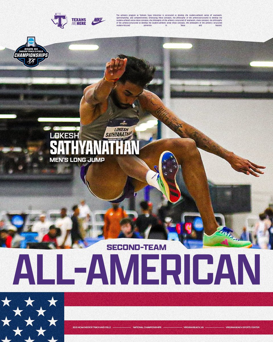 So proud of our <a href="/TarletonXCTrack/">Tarleton State XC & TF</a> team, sending four to the <a href="/NCAA/">NCAA</a> Indoor Championships and resulting in four All-American honors! Incredible job by the four of them, head coach Bobby Carter and staff!