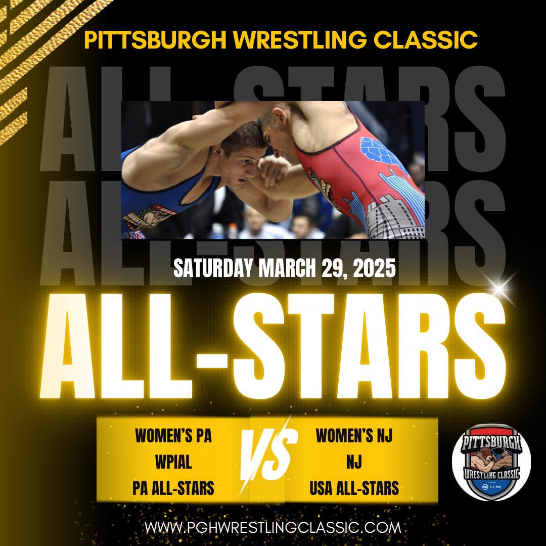 PWrClassic's tweet photo. 🚨Pittsburgh Wrestling Classic🚨

🗓 Saturday, March 29, 2025
📍 Peters Township HS - AHN Arena

💻  https://t.co/QGf1FCCE9Q
🎟  https://t.co/lQqDirzo2A
📺  https://t.co/pq85PAGERD https://t.co/CNveTP6Xer