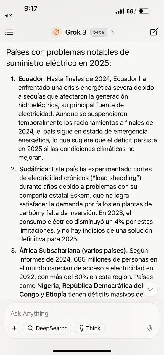 kanike84's tweet photo. @elonmusk al parecer Grok no reconoce a Cuba como un país con déficit de electricidad? Wow. Debería ser el primero en la lista!!! Wow

Hey @elonmusk apparently Grok don’t recognize Cuba as a country with an electricity deficit. Should be the first in the list!!! Wow https://t.co/QVqdrhPLNc