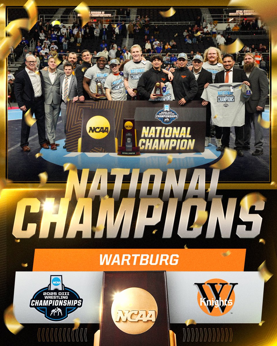 CO-CHAMPIONS 🏆  <a href="/WartburgKnights/">Wartburg Athletics</a> 
 
Congratulations to Wartburg, the 2025 Division III Wrestling co-champions! This is the Knights' 16th team title, the most in DIII wrestling history. 

#WhyD3 | #D3wrestle