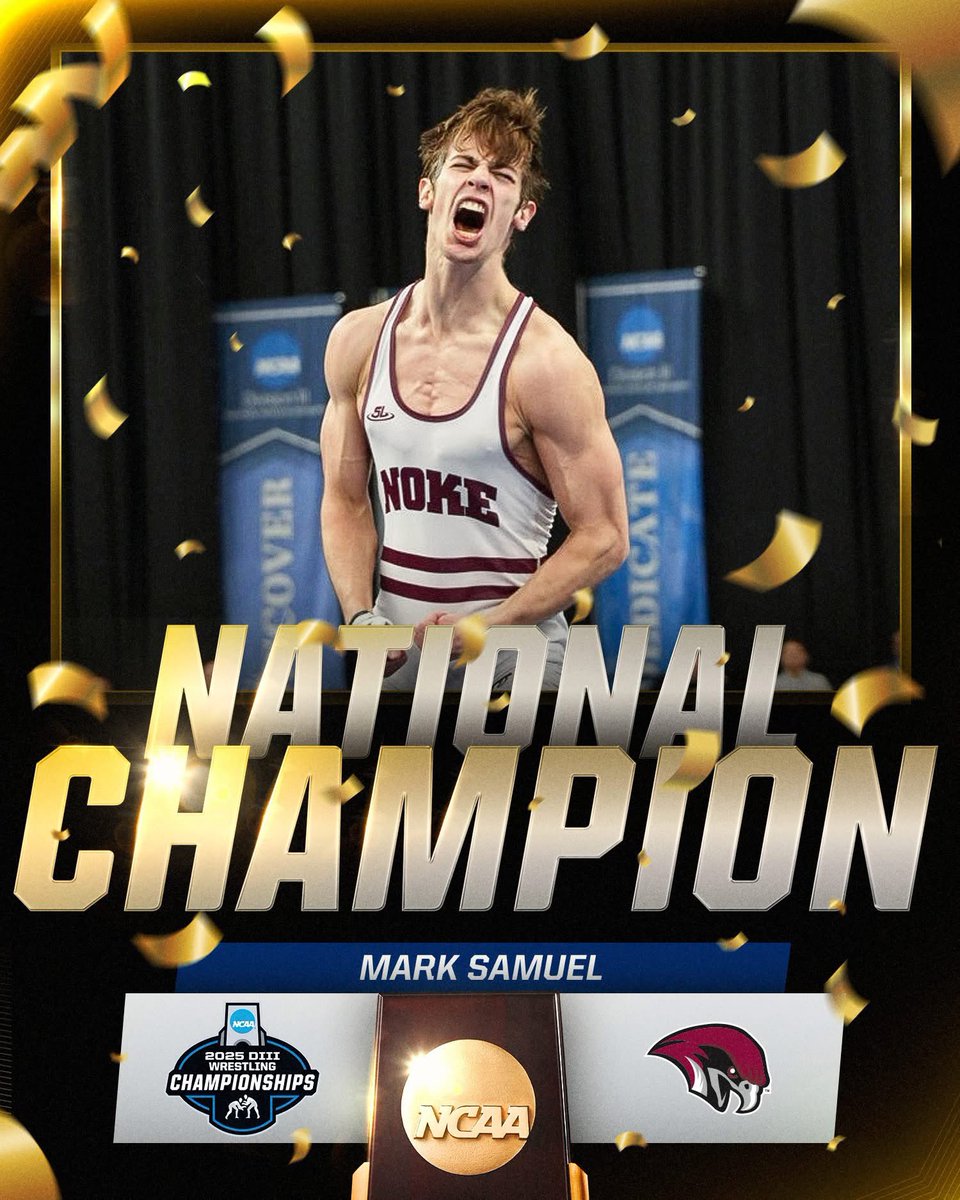 MrPatMineo's tweet photo. THE FIRST TO DO IT… 

Mark Samuel (@RoanokeCollege) and Matt Lackman (@AlverniaU) become pioneers, win their respective school’s first national championship trophies in wrestling! Congrats! 👏🏼 #d3Wrestle https://t.co/OFHfRaCxOz