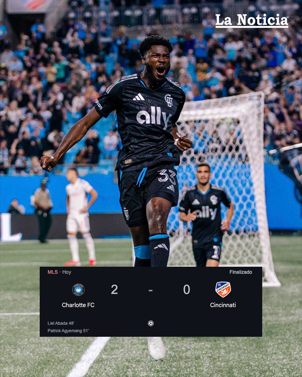 ¡VICTORIA IMPORTANTÍSIMA! 💙

Charlotte FC se quedó con los tres puntos gracias a las anotaciones de Liel Abada 🇮🇱 y Patrick Agyemang 🇺🇸, aunque la gran figura del encuentro fue nuestro arquero Kristijan Kahlina 🇭🇷 quien tuvo 8 atajadas durante el partido.