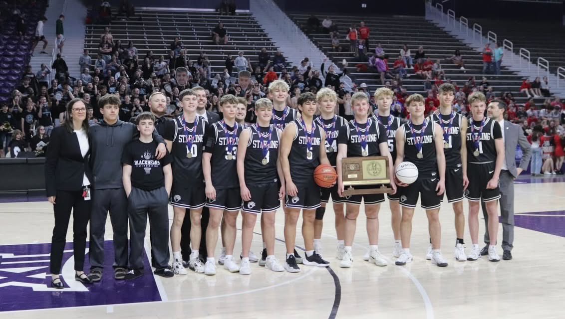 Sterling with the 2A state boys basketball championship as they knock off back to back state champion Moundridge, 58-45. Black Bears with their second state 🏀title in school history (2025, 2012). #sportsinkansas photo: Reyna Baldwin-Sanchez