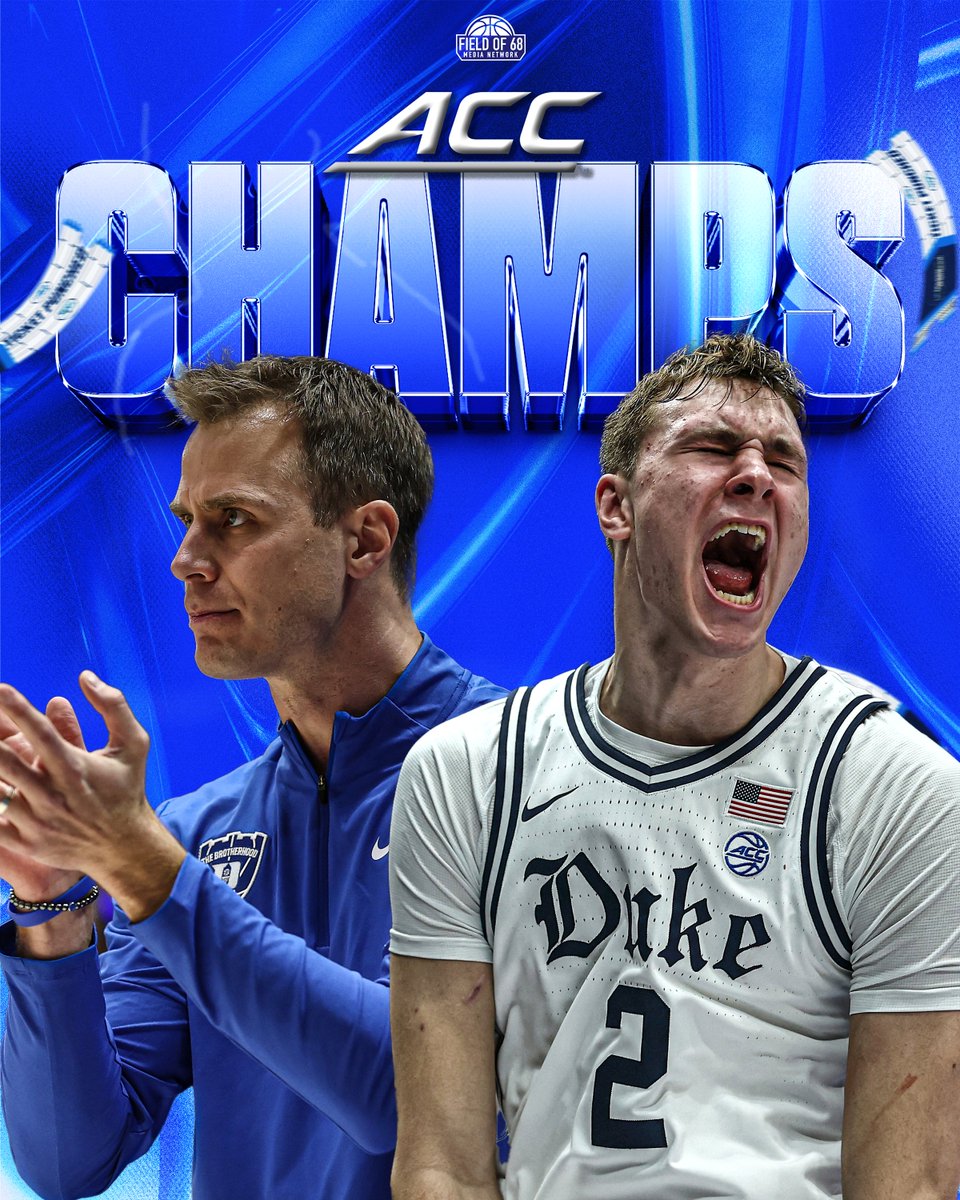 TheFieldOf68's tweet image. 🏆 DUKE WINS THE ACC TOURNAMENT 🏆

@DukeMBB sweeps the regular season and @accmbb tourney championships! 👏🎉