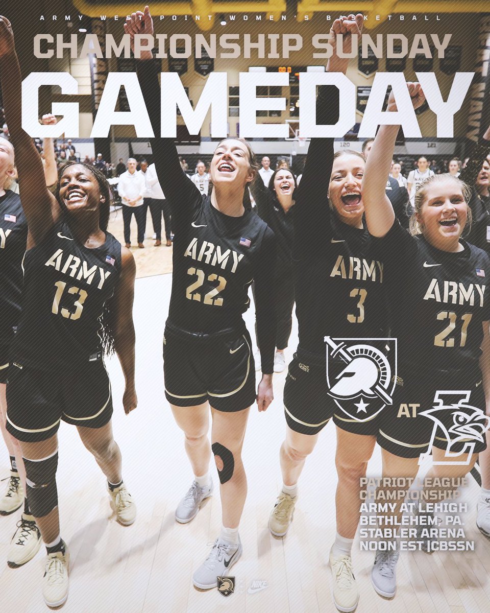 Army Women's Basketball (@armywp_wbb) on Twitter photo Championship Sunday 🏆
NOON | 📺 <a href="/CBSSportsNet/">CBS Sports Network</a>
📻 thevarsitynetwork.com/feed/source/oa…
📊 lehighsports.com/sidearmstats/w… Championship Sunday 🏆
NOON | 📺 <a href="/CBSSportsNet/">CBS Sports Network</a>
📻 thevarsitynetwork.com/feed/source/oa…
📊 lehighsports.com/sidearmstats/w…