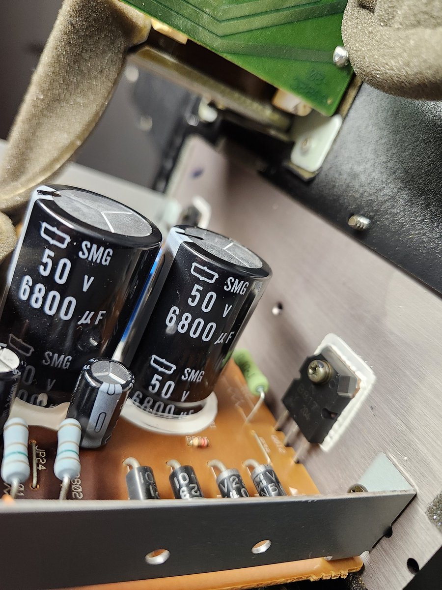 Spherical_Wave's tweet image. How do I know I&apos;m getting old? Electrolytic filter caps in audio gear that I bought new are past their typical component lifetimes and are causing power regulation problems. These are the culprits...