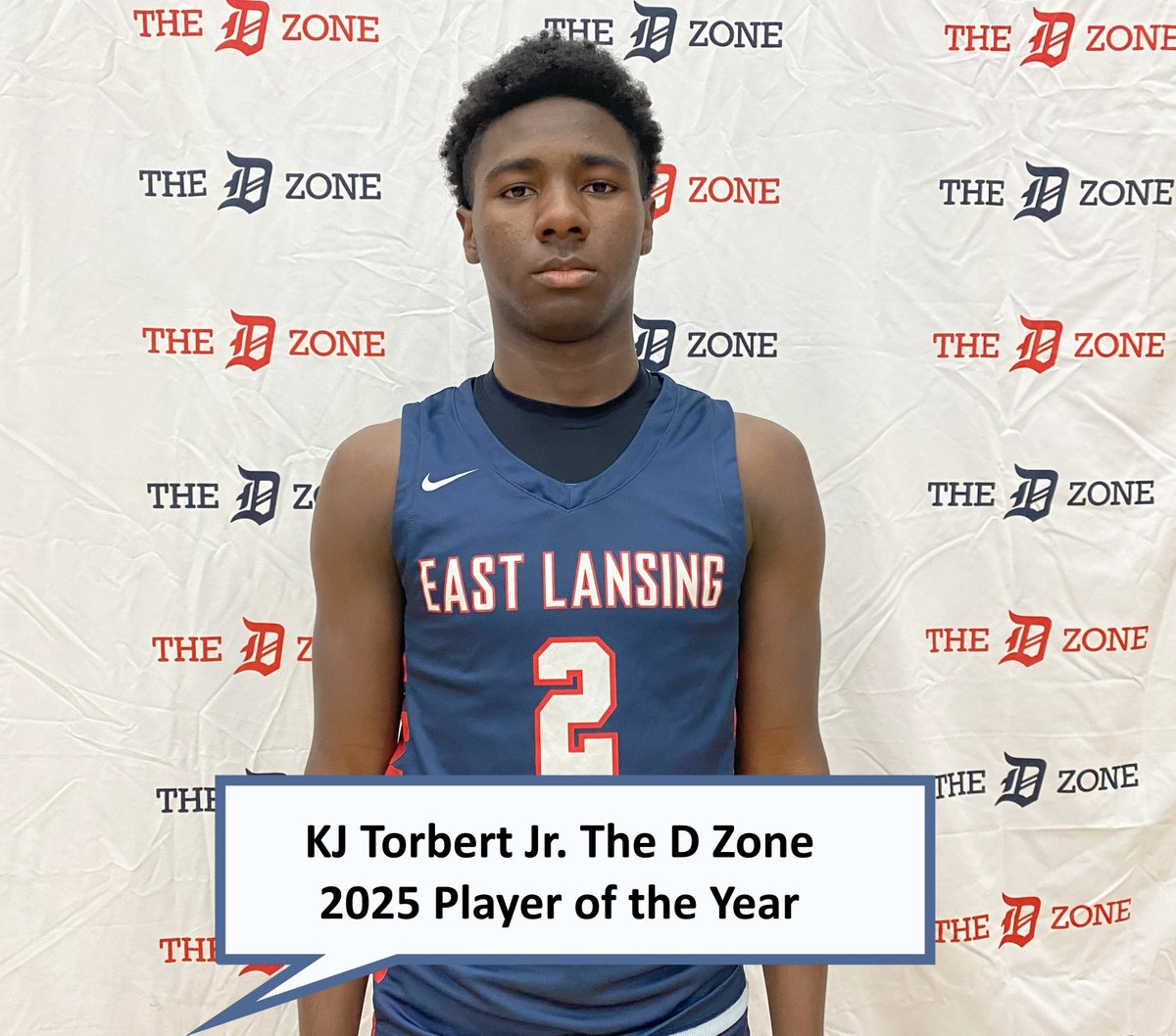 The D Zone 2025 Player of the Year is East Lansing 2026 G KJ Torbert Jr.