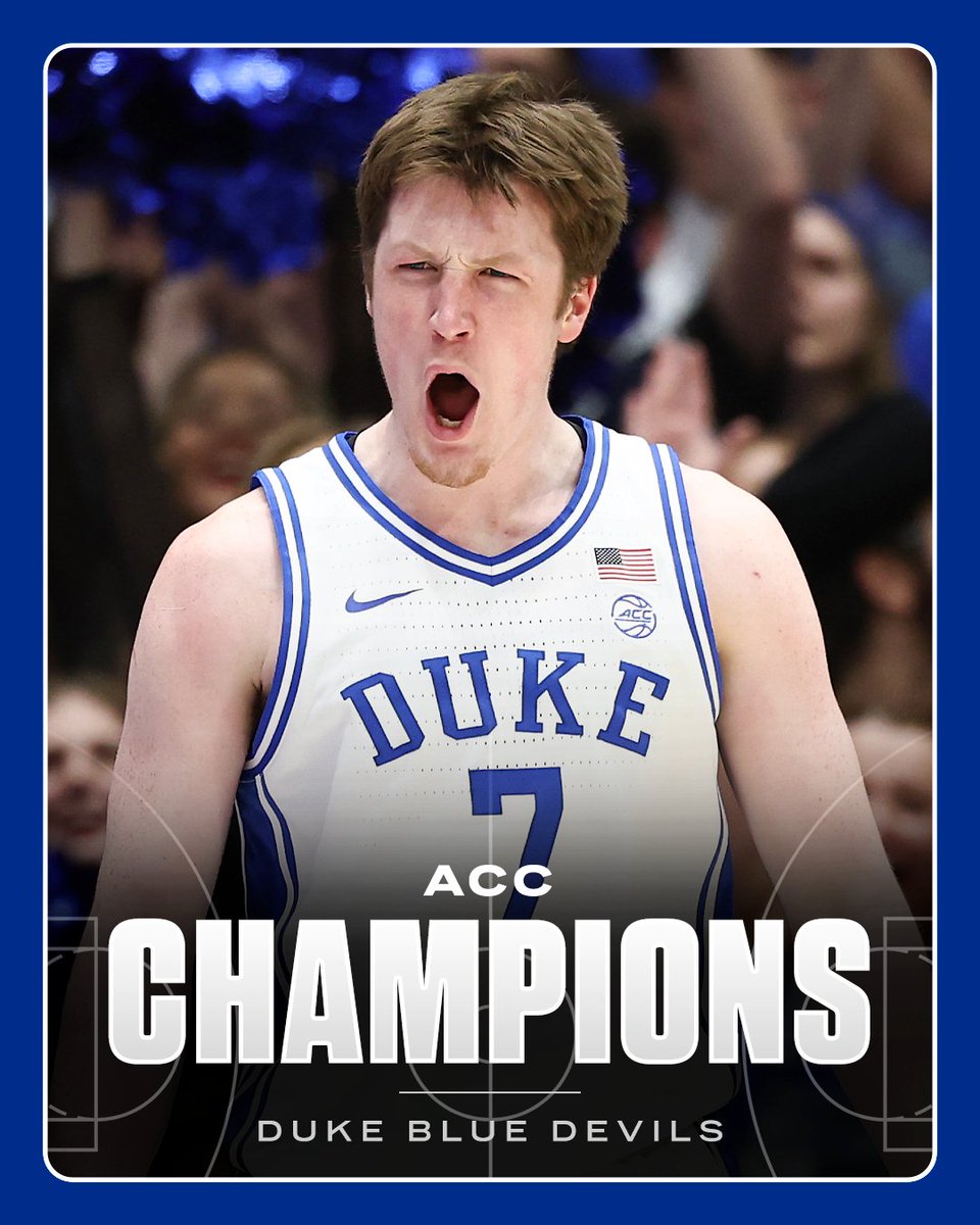 Duke gets the job done and wins its 23rd ACC tourney championship 😈 

The Blue Devils are the first team since 2018 to win both the ACC regular season and tournament championship 👏