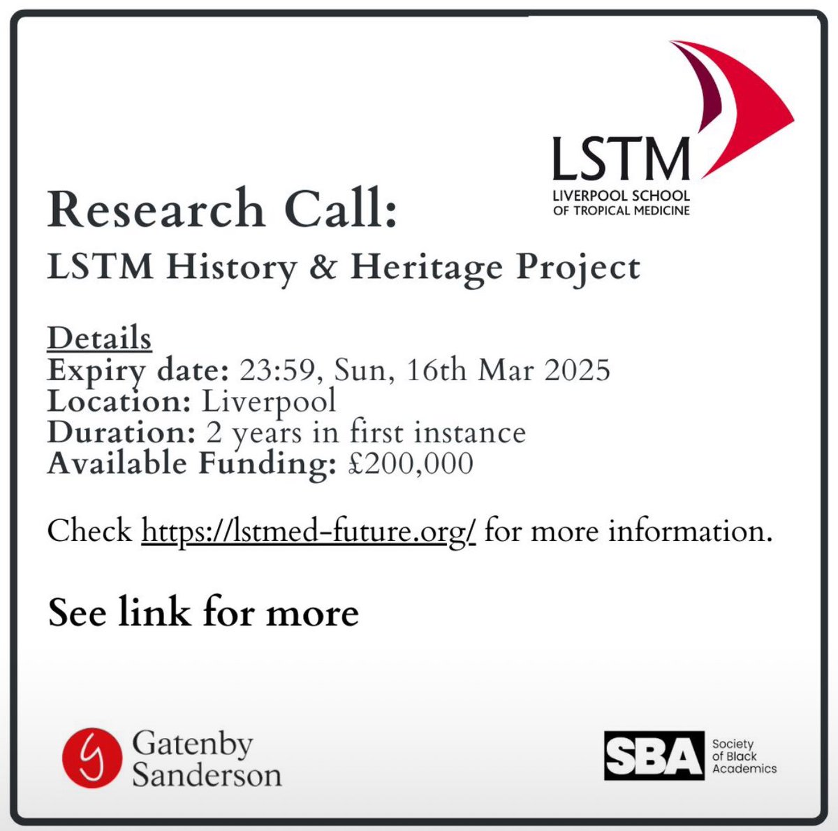 Research Call- LSTM History &amp; Heritage Project.

See details here: linkedin.com/posts/society-…