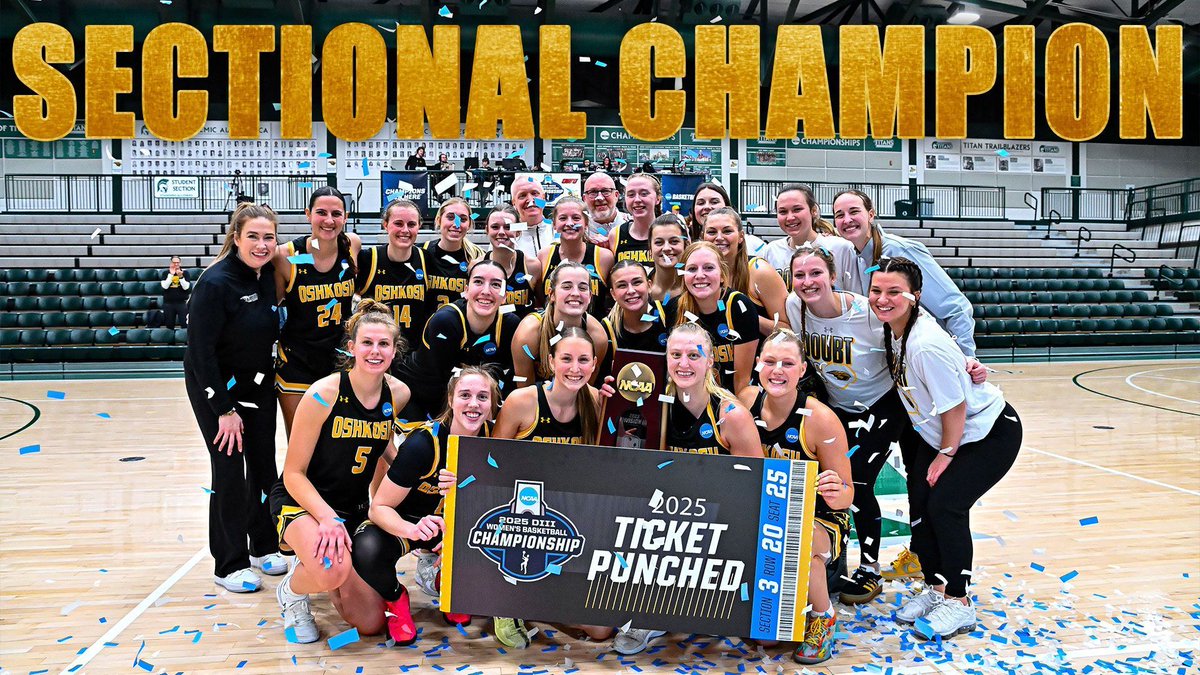 UW-Oshkosh Athletics (@uwoshkoshtitans) on Twitter photo The <a href="/UWOWBB1/">UW-Oshkosh Women’s Basketball</a> team is <a href="/NCAADIII/">NCAA Division III</a> Final 4 Bound! This is the 3rd appearance in program history 🏀 💛 🏆
The Titans will play on Thursday March 20th, at the Cregger Center in Salem Virginia against Smith College ✈️ 📅
📸 Photo credits: Ashtin Elder
#GoldStandard #d3hoops The <a href="/UWOWBB1/">UW-Oshkosh Women’s Basketball</a> team is <a href="/NCAADIII/">NCAA Division III</a> Final 4 Bound! This is the 3rd appearance in program history 🏀 💛 🏆
The Titans will play on Thursday March 20th, at the Cregger Center in Salem Virginia against Smith College ✈️ 📅
📸 Photo credits: Ashtin Elder
#GoldStandard #d3hoops