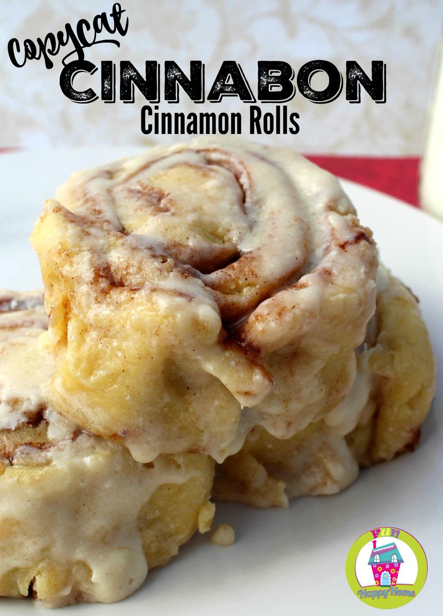 These Copycat Cinnabon Cinnamon Rolls may be even better than the original!  And you can make them at home!  funhappyhome.com/copycat-cinnab… #recipes #copycatrecipes