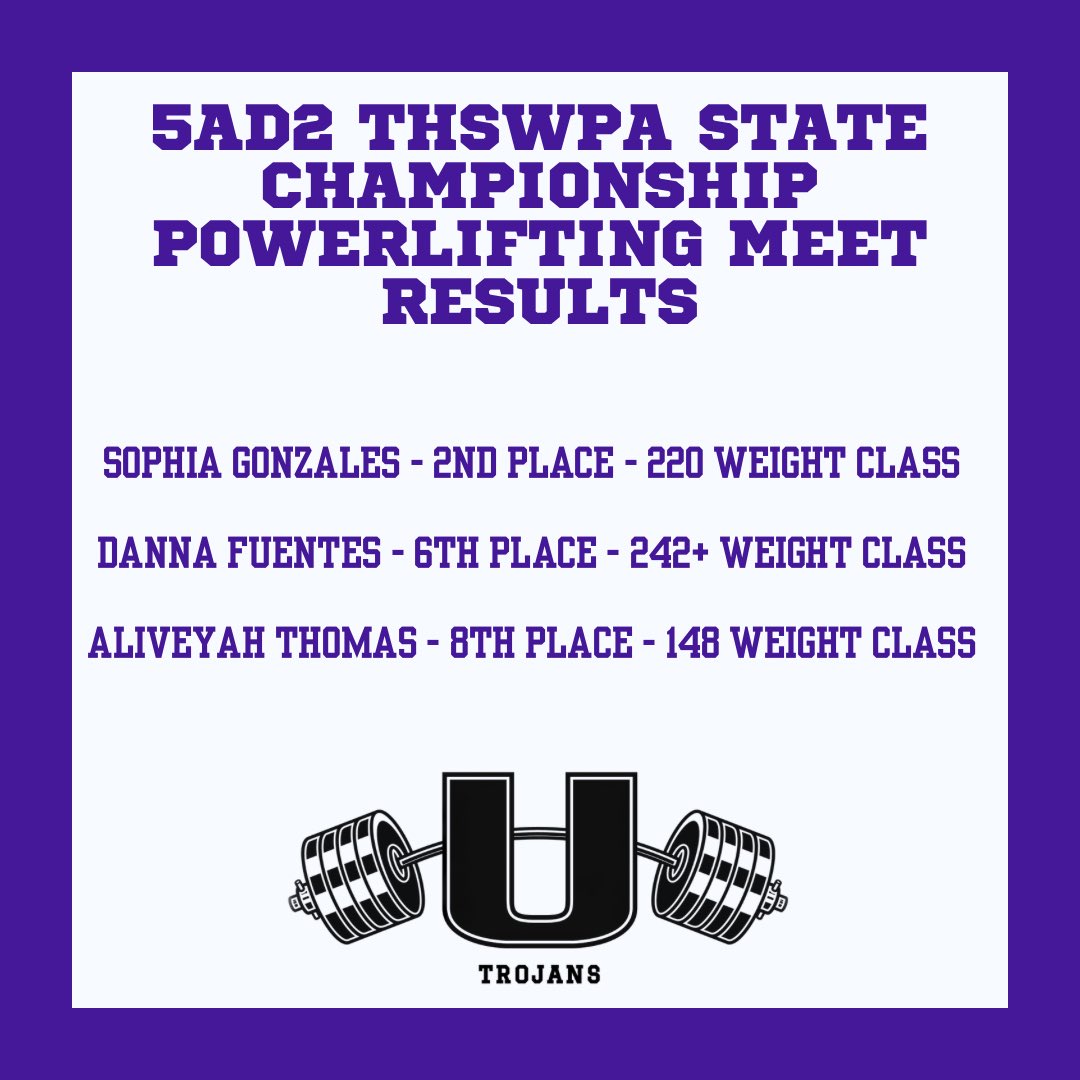 A huge congratulations to our 3 girls who competed today!!! We are so proud of your accomplishments this season girls! #ItsAllAboutTheU🙌 #TrojanPowerlifting #THSWPA