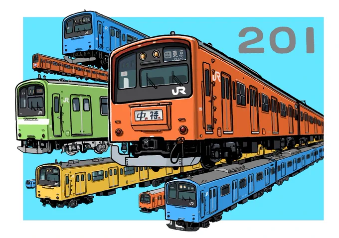 省エネ電車 201系 描きました。 