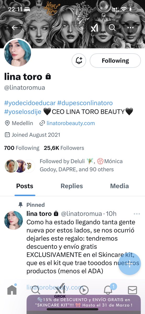 AlexCardona's tweet photo. @linatoromua @linatorobeauty #rifalinatorobeauty mi producto favorito es Alix, me encanta como deja hidratada la piel 🥰 https://t.co/xNGbXtMTA6