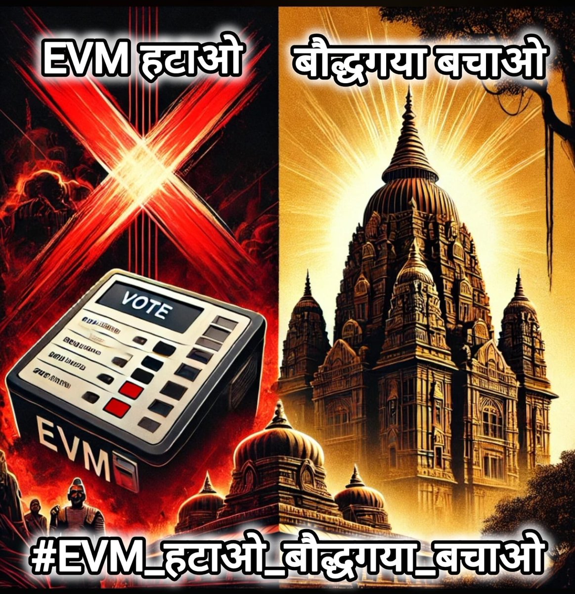 ब्राह्मणों के चंगुल से बौद्ध गया को बचाना होगा...और हमारा वोट का अधिकार बचाने के लिए ईवीएम मशीन को हटाना होगा!!! 
#EVM_हटाओ_बौद्धगया_बचाओ