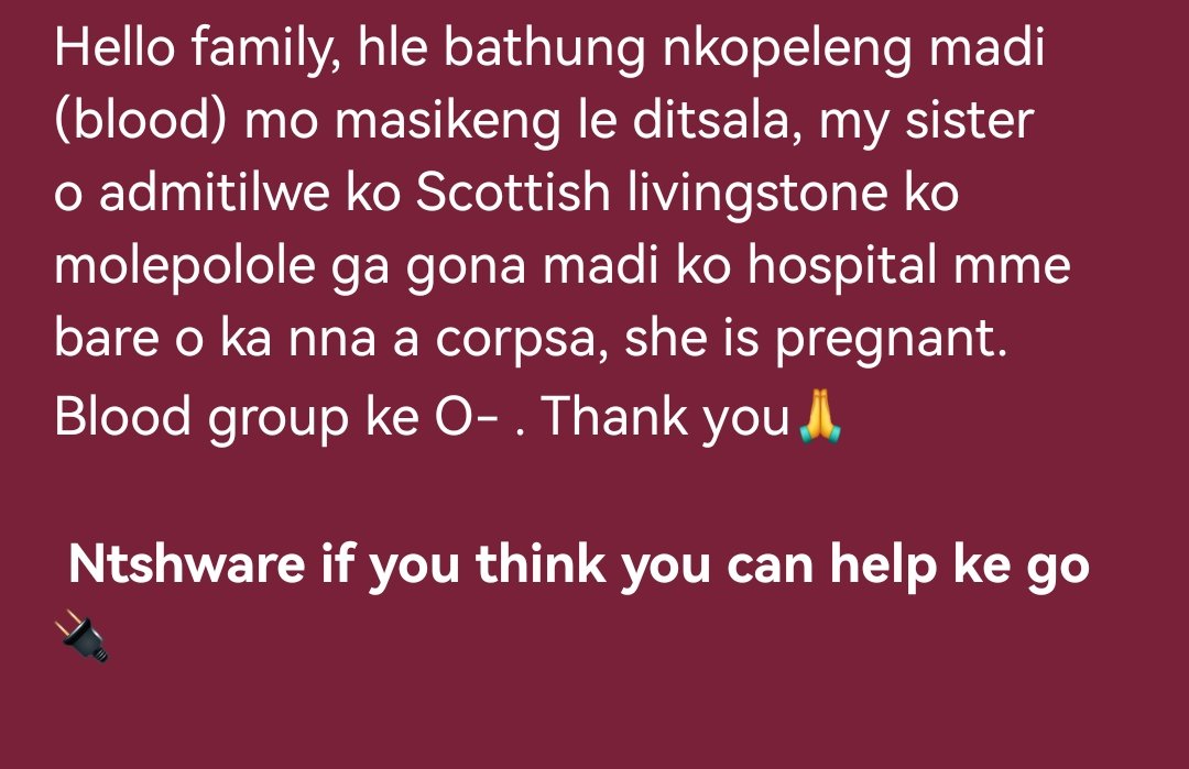 Someone is in need o blood..

Blood group O-
Contact 71384426